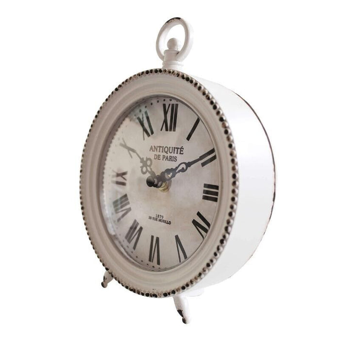 OROLOGIO DA APPOGGIO MARIN TONDO IN FERRO BIANCO 14 X 5,5 X H18,5 CM