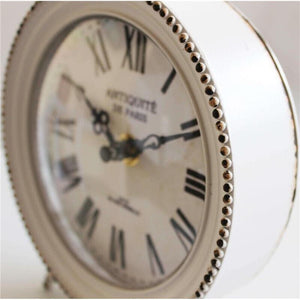 OROLOGIO DA APPOGGIO MARIN TONDO IN FERRO BIANCO 14 X 5,5 X H18,5 CM