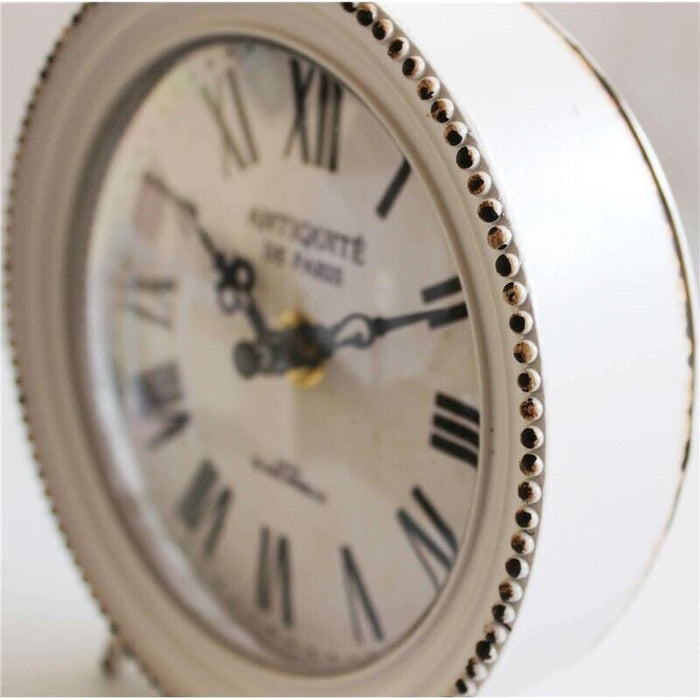 OROLOGIO DA APPOGGIO MARIN TONDO IN FERRO BIANCO 14 X 5,5 X H18,5 CM