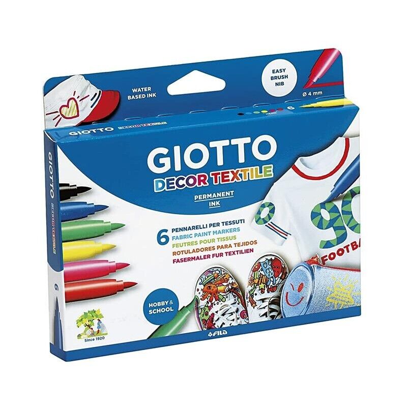 GIOTTO DECOR TEXTILENE  COLORI PER IL TESSUTO IN CONFEZIONE DA 6 PEZZI
