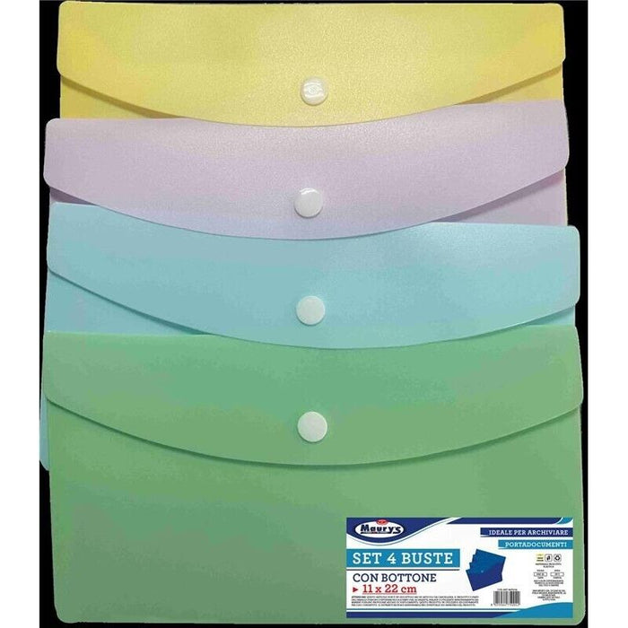 MAURY'S BUSTE PORTA DOCUMENTI CON BOTTONE CONFEZIONE DA 4 PEZZI
