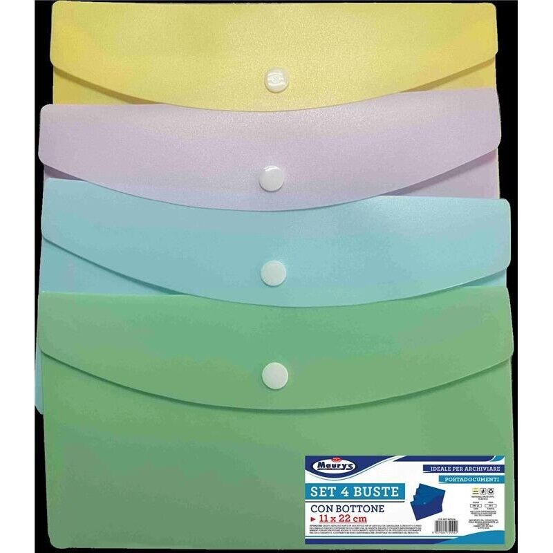 MAURY'S BUSTE PORTA DOCUMENTI CON BOTTONE CONFEZIONE DA 4 PEZZI