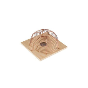 TRAPPOLA PER TOPI A CESTINO IN FILO DI FERRO ZINCO-RAMATO CON BASE IN LEGNO