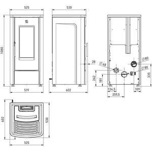 DAHIANA EXTRAFLAME STUFA A  PELLET COLORE BORDEAUX 10 KW