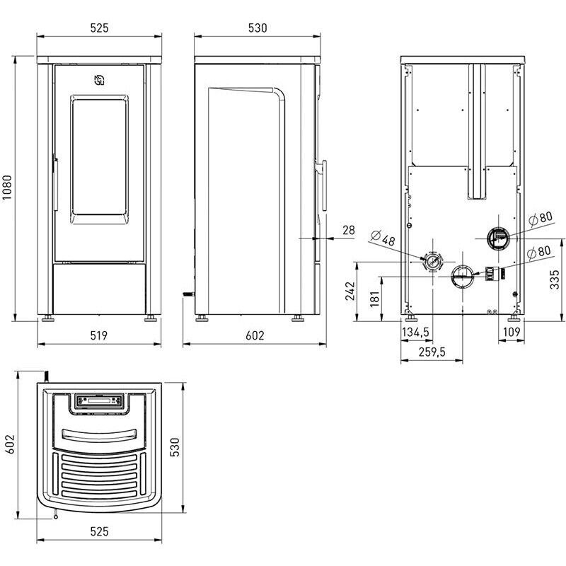 DAHIANA EXTRAFLAME STUFA A  PELLET COLORE BORDEAUX 10 KW