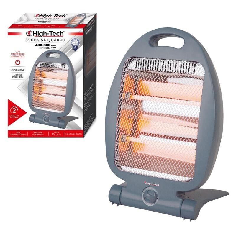 HIGH-TECH STUFA AL QUARZO DA 400- 800 W PIEGHEVOLE CON SPEGNIMENTO AUTOMATICO