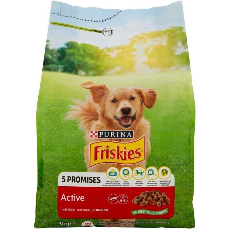 FRISKIES ACTIVE CROCCHETTE IN FORMATO DA 3KG CON MANZO