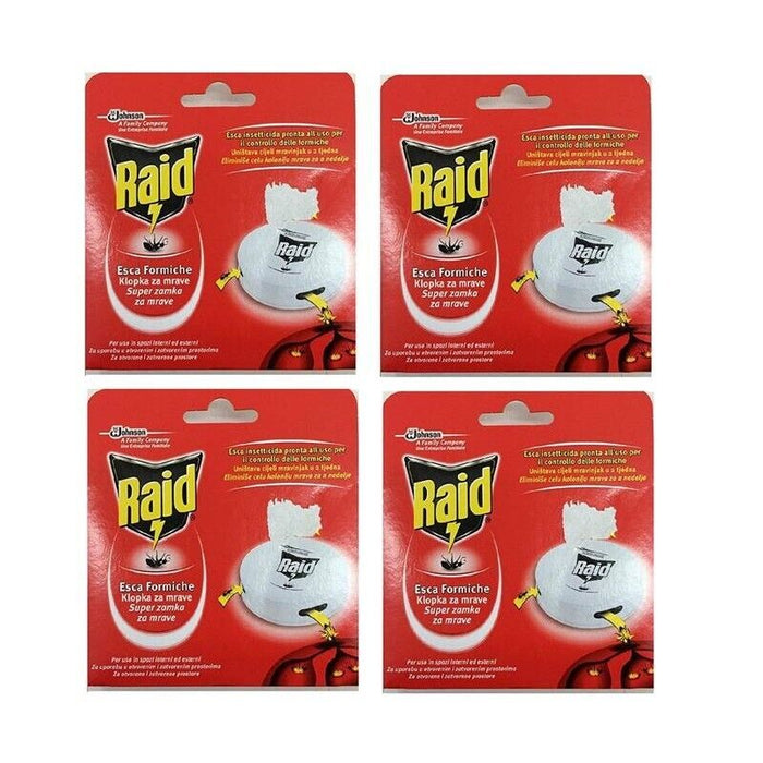 SET 4 CONFEZIONI DI RAID ESCA PER FORMICHE PRONTA ALL' USO