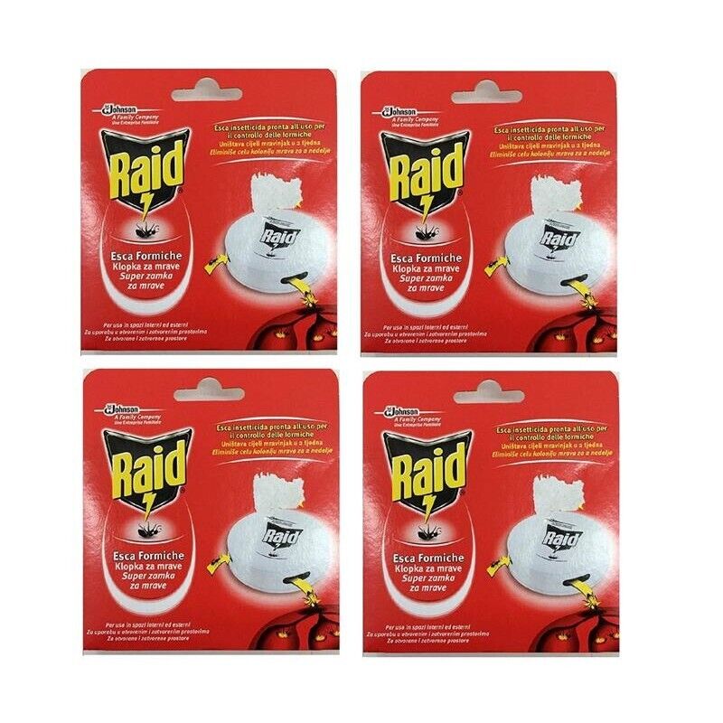 SET 4 CONFEZIONI DI RAID ESCA PER FORMICHE PRONTA ALL' USO