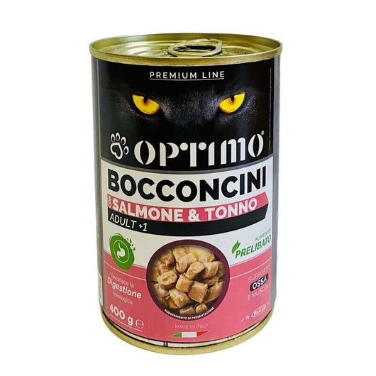 OPTIMO BOCCONCINI PER GATTO AL GUSTO SALMONE E TONNO DA 400 GR