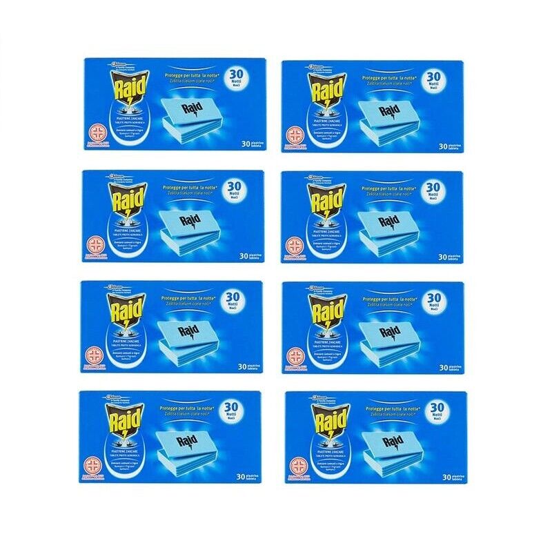 240 RAID PIASTRINE RICARICA PER 30 NOTTI LAMINATE IN CONFEZIONI DA 30