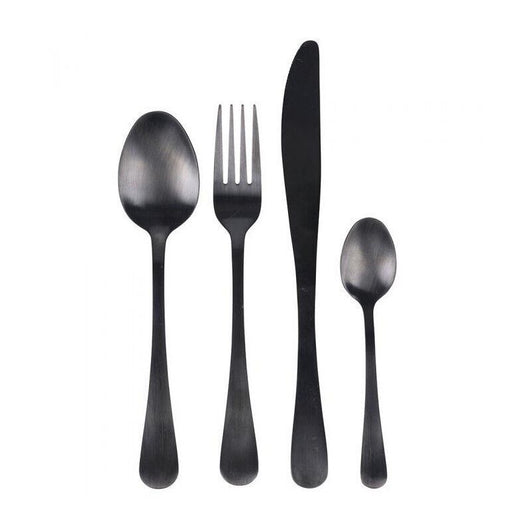 SET 16 POSATE 5TH AVENUE IN COLORE NERO SATINATO