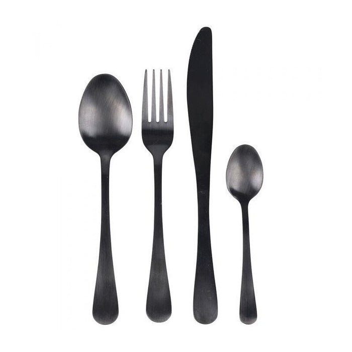 SET 16 POSATE 5TH AVENUE IN COLORE NERO SATINATO