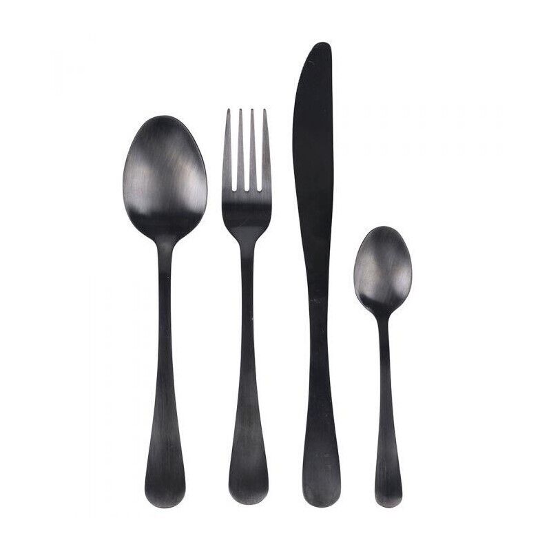 SET 16 POSATE 5TH AVENUE IN COLORE NERO SATINATO