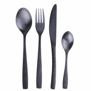 SET 16 POSATE MANHATTAN IN COLORE NERO SATINATO