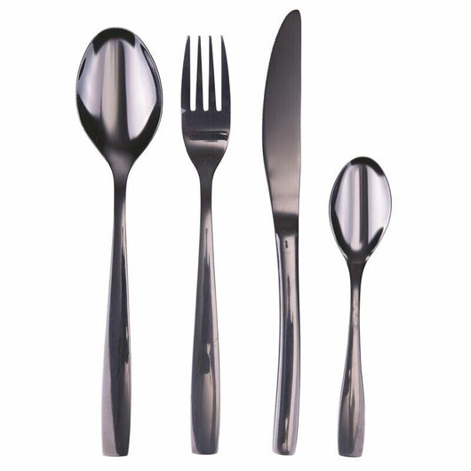 SET 16 POSATE MANHATTAN IN COLORE NERO LUCIDO