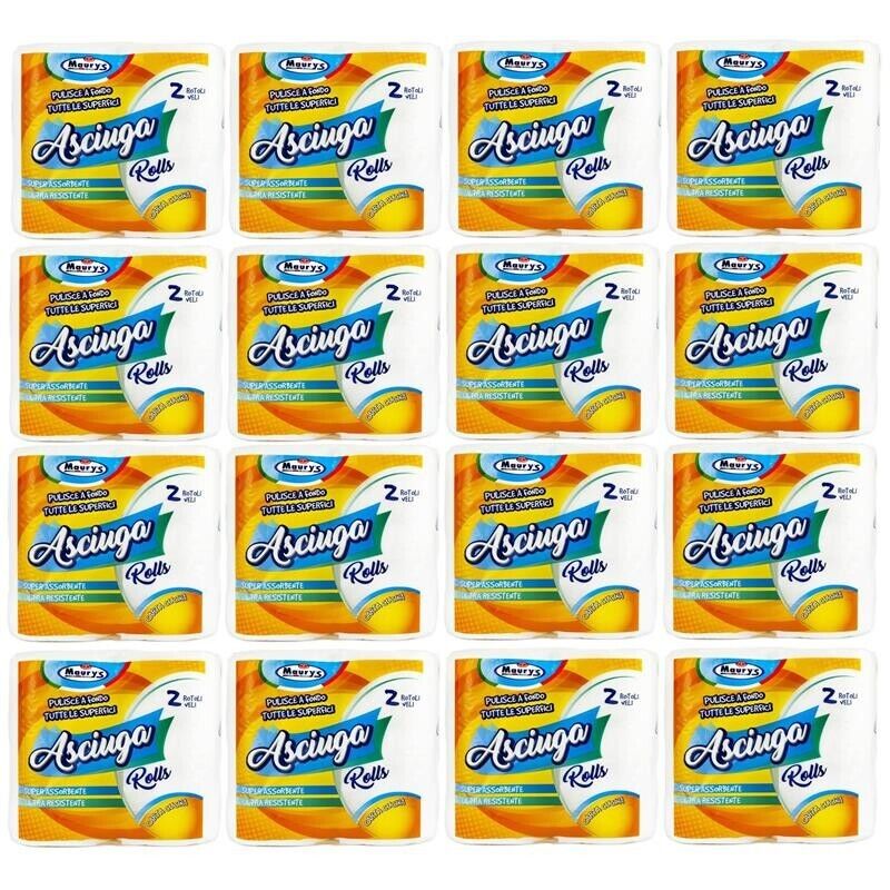 12 MAURY'S CARTA ASCIUGATUTTO CUCINA 2 ROTOLI 2 VELI ASCIUGA ROLLS 380GR