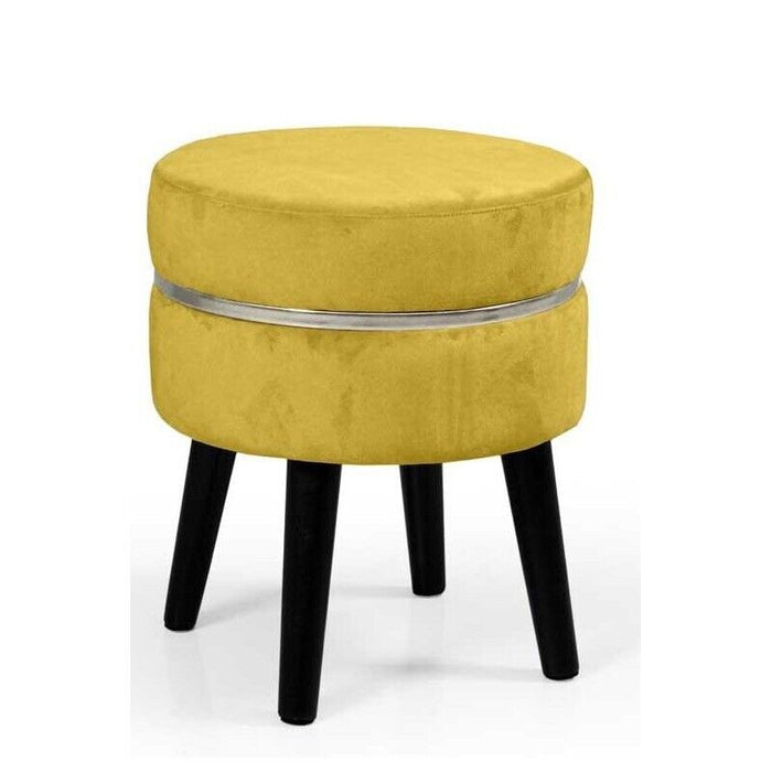 POUF CON SEDUTA IN VELLUTO E GAMBE NERE 35 X H40 CM COLORE GIALLO ORO