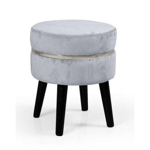 POUF CON SEDUTA IN VELLUTO E GAMBE NERE 35 X H40 CM COLORE CIELO
