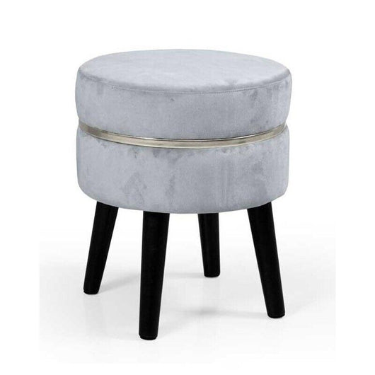 POUF CON SEDUTA IN VELLUTO E GAMBE NERE 35 X H40 CM COLORE CIELO