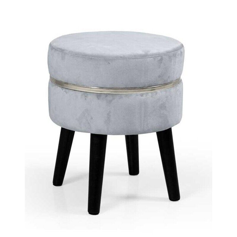 POUF CON SEDUTA IN VELLUTO E GAMBE NERE 35 X H40 CM COLORE CIELO