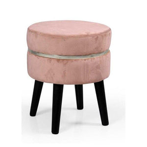 POUF  CON SEDUTA IN VELLUTO E GAMBE NERE 35 X H40 CM COLORE ROSA