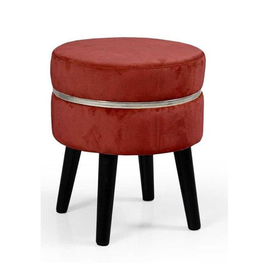 POUF CON SEDUTA IN VELLUTO E GAMBE NERE 35 X H40 CM COLORE BORDEAUX