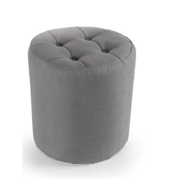 POUF IN VELLUTO CON EFFETTO TRAPUNTATO 40XH43 CM IN COLORE GRIGIO