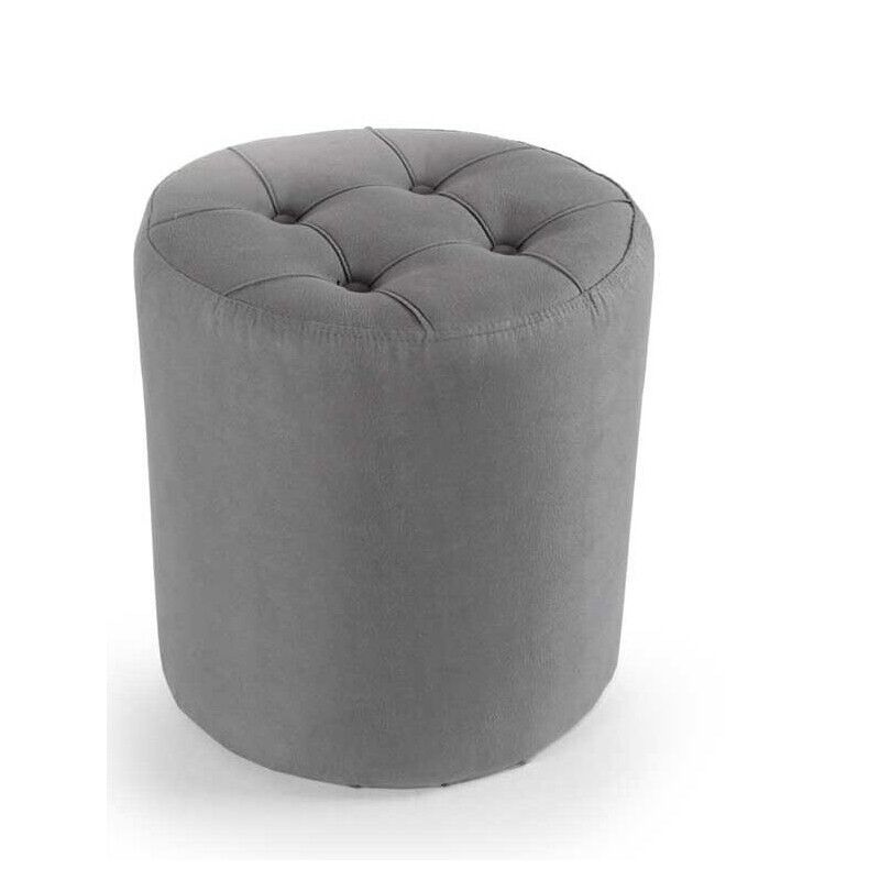 POUF IN VELLUTO CON EFFETTO TRAPUNTATO 40XH43 CM IN COLORE GRIGIO