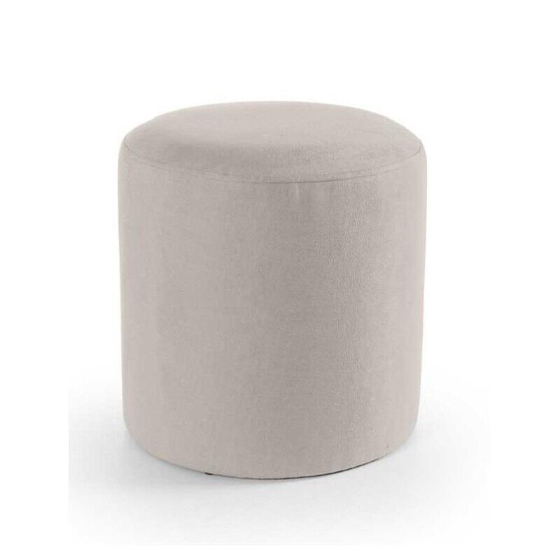 ELVAN POUF TONDO CON EFFETTO VELLUTO 40XH40 CM IN COLORE CREMA