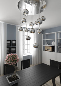 Lampadario Contemporaneo Future Metallo Cromo Vetro Mix 12 Luci E27