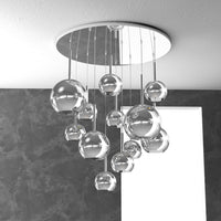 Lampadario Contemporaneo Future Metallo Cromo Vetro Mix 12 Luci E27