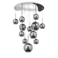 Lampadario Contemporaneo Future Metallo Cromo Vetro Mix 12 Luci E27