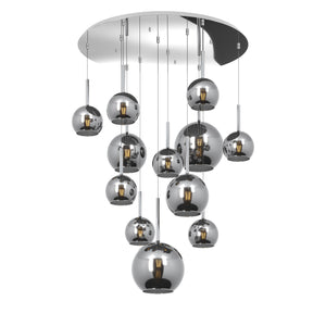 Lampadario Contemporaneo Future Metallo Cromo Vetro Mix 12 Luci E27