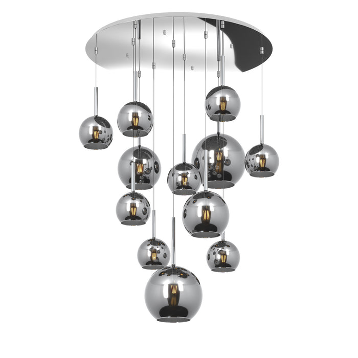Lampadario Contemporaneo Future Metallo Cromo Vetro Mix 12 Luci E27