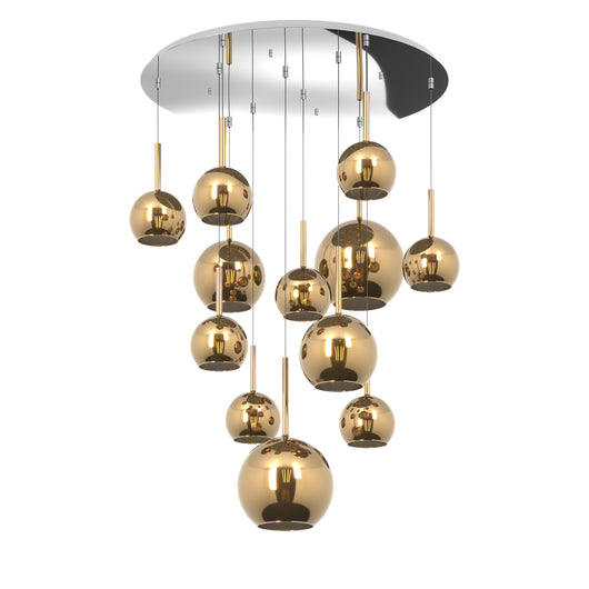 Lampadario Contemporaneo Future Metallo Cromo Vetro Mix Oro 12 Luci E27
