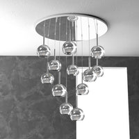 Lampadario Contemporaneo Future Metallo Cromo Vetro 12 Luci E27