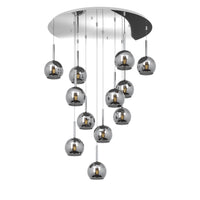 Lampadario Contemporaneo Future Metallo Cromo Vetro 12 Luci E27