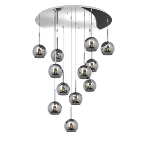 Lampadario Contemporaneo Future Metallo Cromo Vetro 12 Luci E27