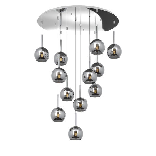 Lampadario Contemporaneo Future Metallo Cromo Vetro 12 Luci E27