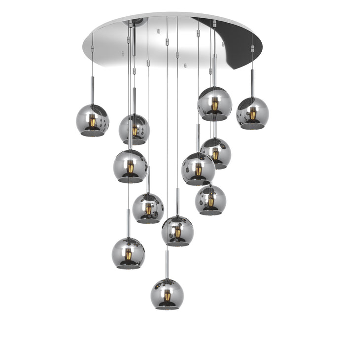 Lampadario Contemporaneo Future Metallo Cromo Vetro 12 Luci E27