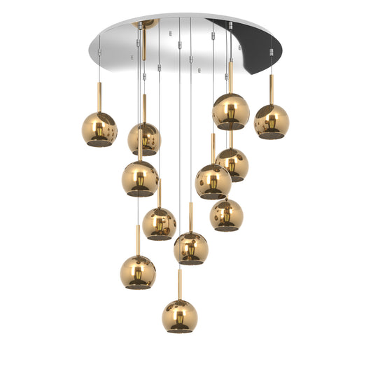 Lampadario Contemporaneo Future Metallo Cromo Vetro Oro 12 Luci E27