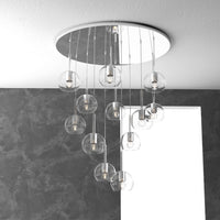 Lampadario Contemporaneo Future Metallo Cromo Vetro Trasparente 12 Luci E27