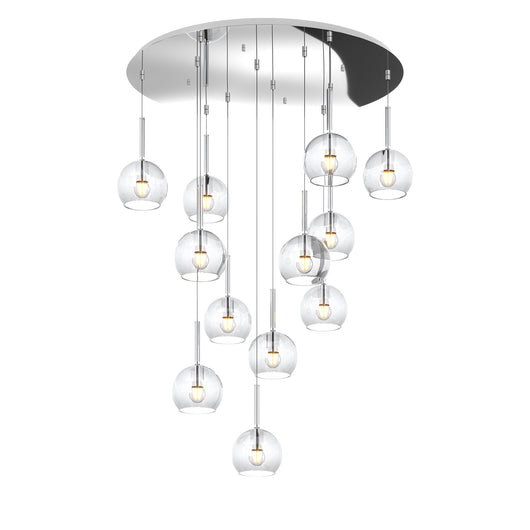 Lampadario Contemporaneo Future Metallo Cromo Vetro Trasparente 12 Luci E27