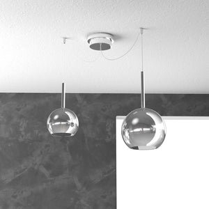 Lampadario Contemporaneo Future Metallo Cromo Vetro 2 Luci E27