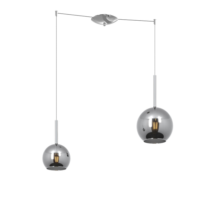 Lampadario Contemporaneo Future Metallo Cromo Vetro 2 Luci E27