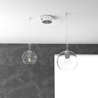 Lampadario Contemporaneo Future Metallo Cromo Vetro Trasparente 2 Luci E27