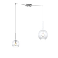 Lampadario Contemporaneo Future Metallo Cromo Vetro Trasparente 2 Luci E27