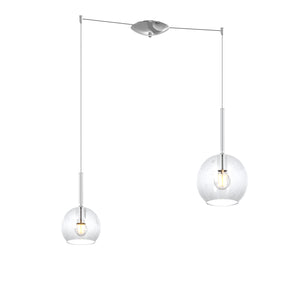 Lampadario Contemporaneo Future Metallo Cromo Vetro Trasparente 2 Luci E27