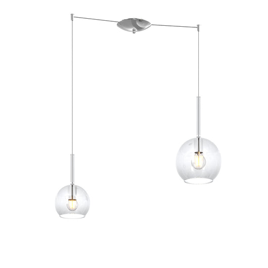Lampadario Contemporaneo Future Metallo Cromo Vetro Trasparente 2 Luci E27